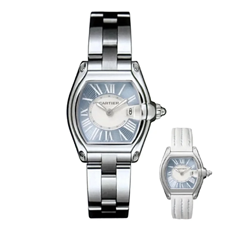 Discover Iconic Cartier Timepieces for Sale –Cartier Roadster 36mm Watch - Ref: W62053V3 - Blue Roman Dial, Stainless Steel Bracelet