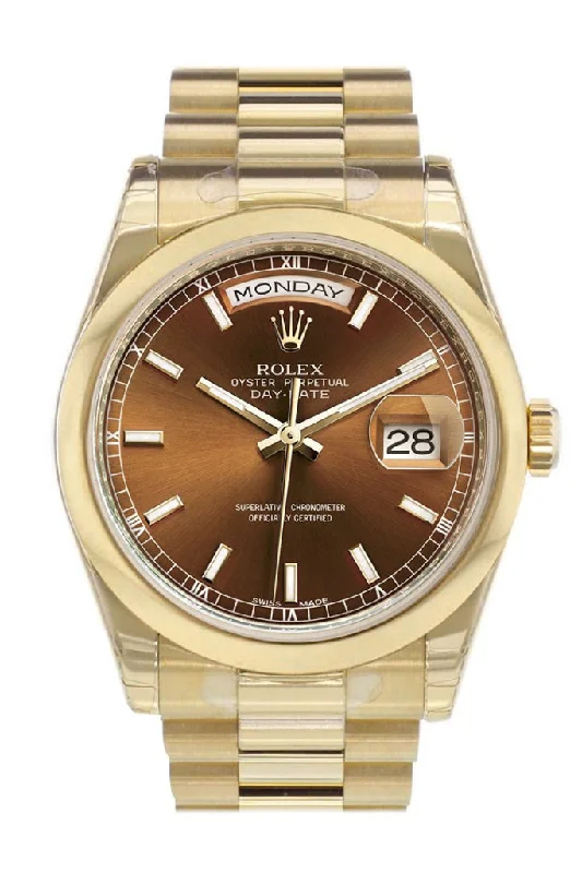 Find Classic Rolex Watches Here –Rolex Day-Date 36 Cognac Dial President Yellow Gold Watch 118208