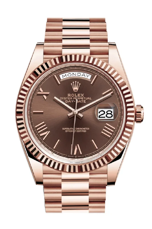 Shop Rolex Watches for Unmatched Precision –ROLEX Day-date 40 President Chocolate Dial 18k Rose Gold Men's Watch 228235