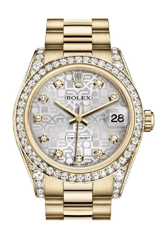 Rolex Watches: Perfect for Every Style –Rolex Datejust 31 Silver Jubilee Diamond Dial Diamond Bezel Lug 18K Yellow Gold President Ladies Watch 178158 Pre-owned