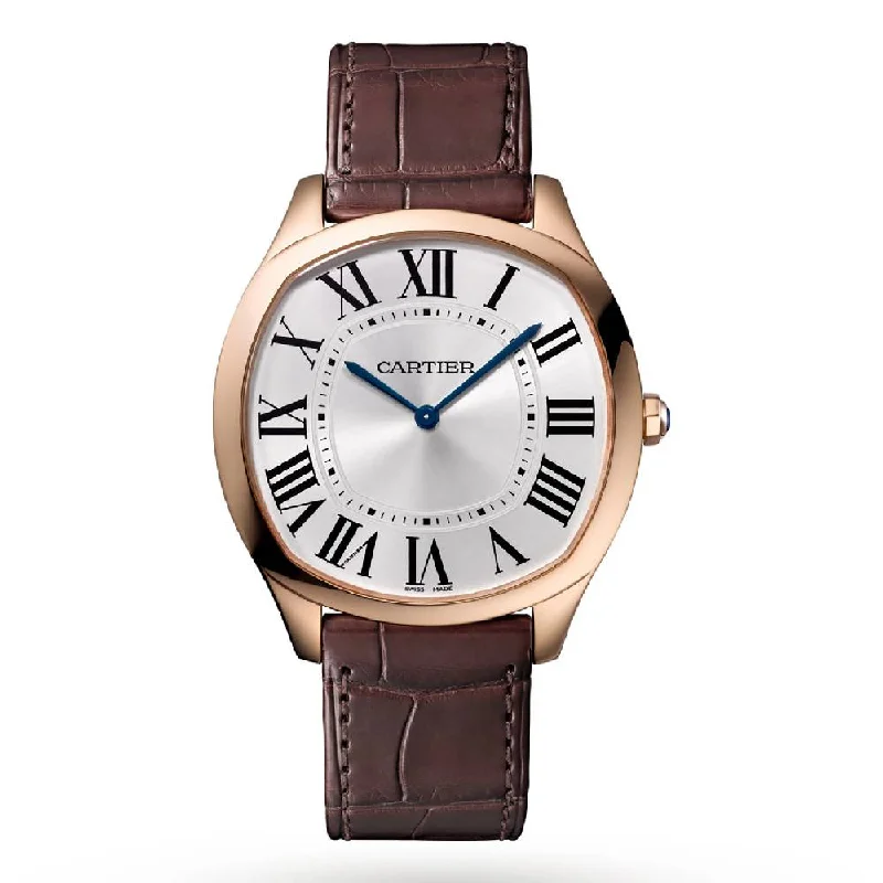 Find Cartier Watches for Every Discerning Eye –Cartier Drive de Cartier 38mm Watch - Ref: WGNM0006 - Silver Roman Dial in 18K Rose Gold Case, Brown Alligator Strap