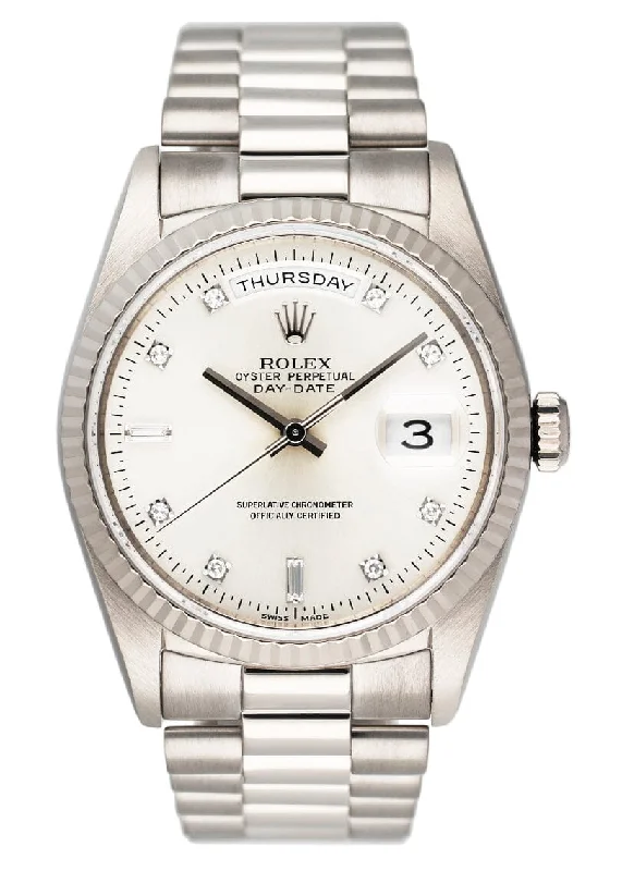 Timeless Rolex Watches Available for Purchase –Rolex Day Date 18239 President 18K White Gold Diamond Dial Mens Watch