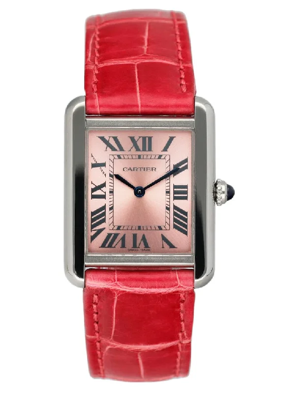 Discover the Best Cartier Timepieces for You –Cartier Tank Solo W5200000 Pink Dial Ladies Watch Box Papers