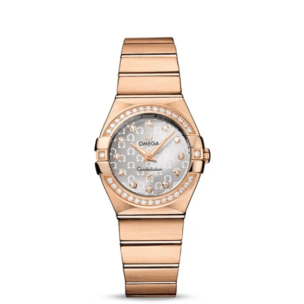 Omega Watches: Built for Luxury and Precision –Omega Constellation 27mm Watch - Ref: 123.55.27.60.52.001 - Silver Diamond Index Dial & Diamond Bezel, 18K Rose Gold Bracelet