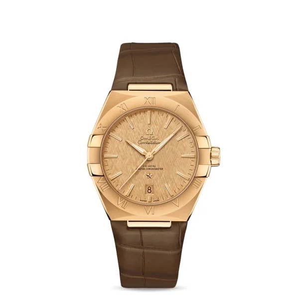 Omega Watches: Precision and Luxury in Every Watch –Omega Constellation 39mm Watch - Ref: 131.53.39.20.08.001 - Champagne Index Dial in 18K Yellow Gold Case, Brown Leather Strap