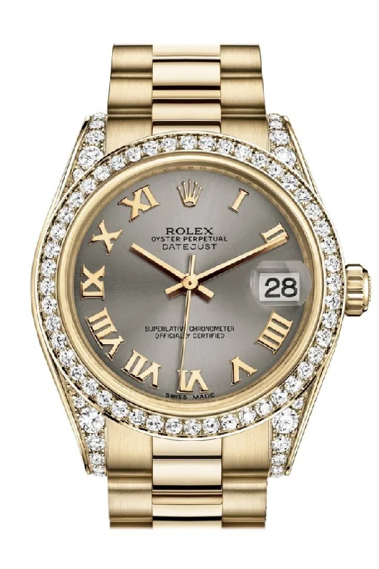 Discover Rolex’s Most Exclusive Models –Rolex Datejust 31 Steel Roman Dial Diamond Bezel Lug 18K Yellow Gold President Ladies Watch 178158 Pre-owned