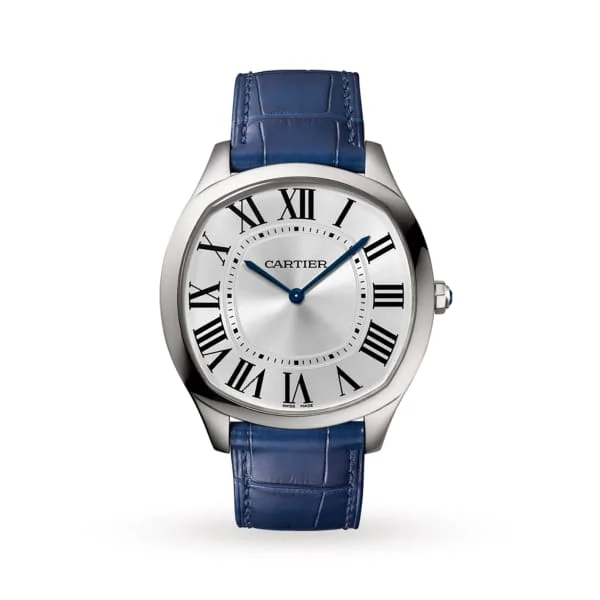 Cartier Watches: Built for the Modern Luxury Collector –Cartier Drive de Cartier 39mm Watch - Ref: WSNM0011 - Silver Roman Dial, Blue Leather Strap