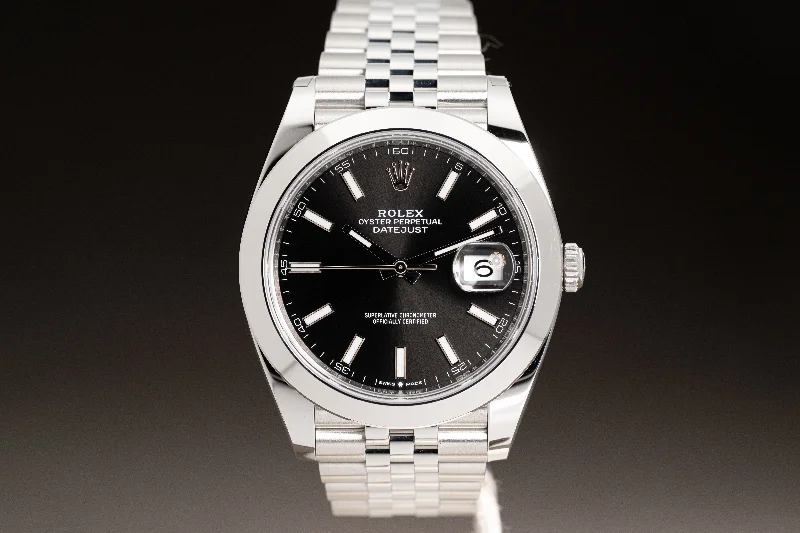 Discover the World of Rolex Timepieces Now –2024 Unworn Rolex 126300 41mm Black Stick Dial, Smooth Bezel on Jubilee Bracelet  Box, Card, Hangtags