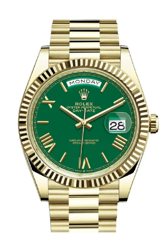 Luxury Rolex Watches for Every Occasion –Rolex Day-Date 40 Green Roman Dial 18K Yellow Gold President Men's Watch 228238