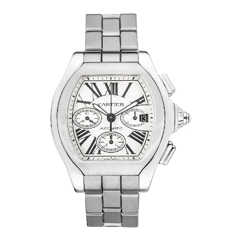 Discover Cartier Watches with Timeless Design –Cartier Roadster 50.2mm Watch - Ref: W6206019 - Silver Roman Dial, Stainless Steel Bracelet