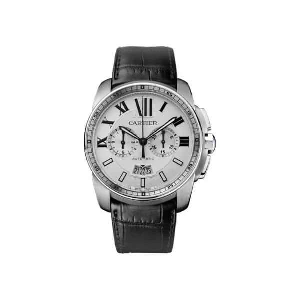 Luxury Cartier Watches for Every Occasion –Cartier Calibre de Cartier 42mm Watch - Ref: W7100046 - Silver Roman Dial, Black Alligator Strap