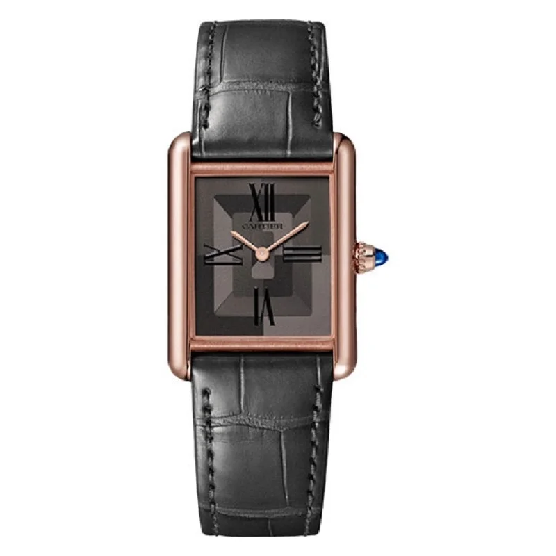 Shop Cartier Watches for the Finest Quality –Cartier Tank Louis 33.5mm Watch - Ref: WGTA0092 - Gray Roman Dial in 18K Rose Gold Case, Gray Alligator Strap