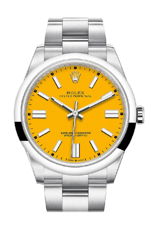 Find Iconic Rolex Timepieces Today –Rolex Oyster Perpetual 41 Yellow Dial Oyster Bracelet Watch 124300 DC