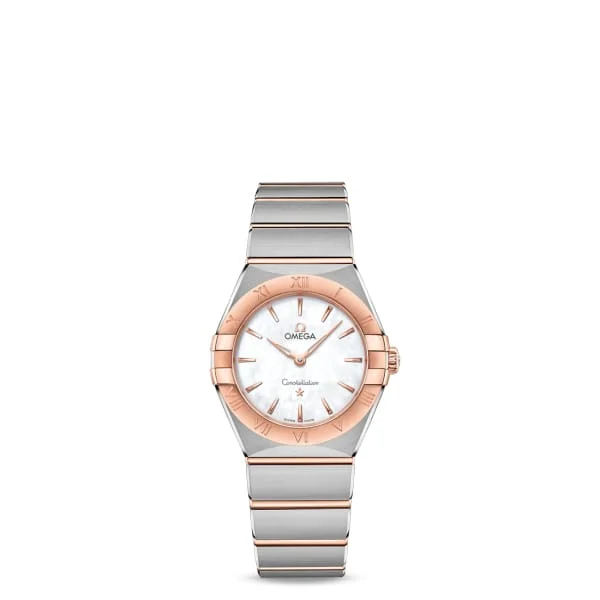 Omega Watches: Perfect for Every Discerning Collector –Omega Constellation 28mm Watch - Ref: 131.20.28.60.05.001 - White Mother of Pearl Index Dial & 18K Rose Gold Bezel, Two Tone Stainless Steel & 18K Rose Gold Bracelet