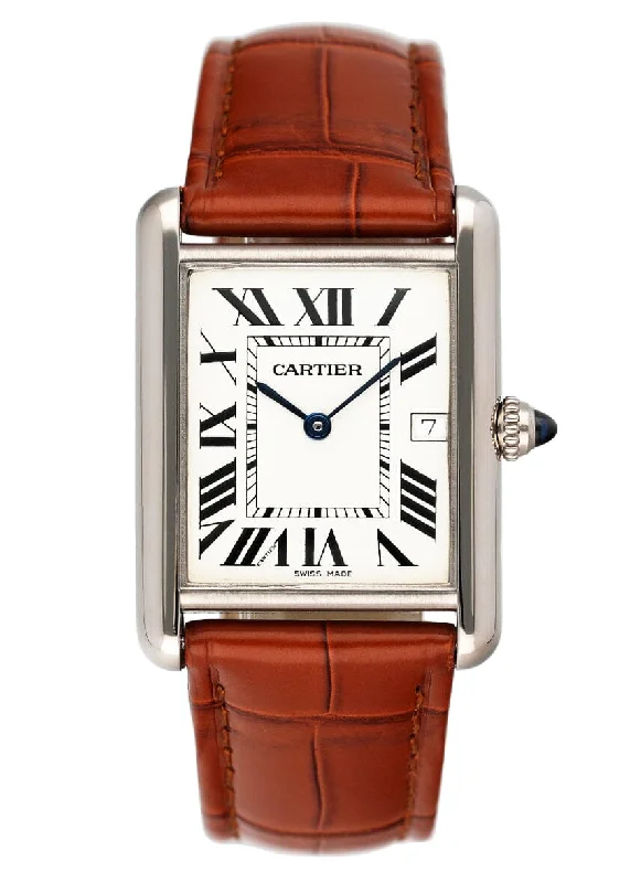 Shop Cartier Watches for Timeless Luxury –Cartier Tank Louis W1540956 Large Size 18K White Gold Mens Watch