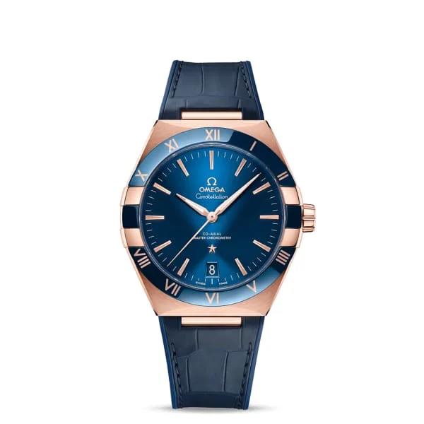 Omega Watches: Where Swiss Precision Meets Style –Omega Constellation 41mm Watch - Ref: 131.63.41.21.03.001 - Blue Index Dial in 18K Rose Gold Case, Blue Leather Strap