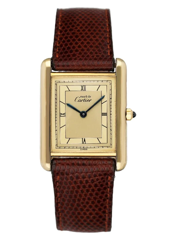 Find Classic Cartier Timepieces Today –Cartier Vermeil Tank Must 925 Champagne Dial  Yellow Gold Plated Ladies Watch