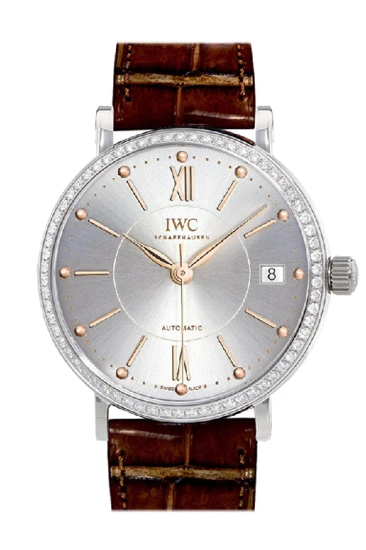 Shop IWC Watches for the Ultimate Timepiece –IWC Portofino Automatic Silver Dial Diamond 37mm Men's Watch IW458103