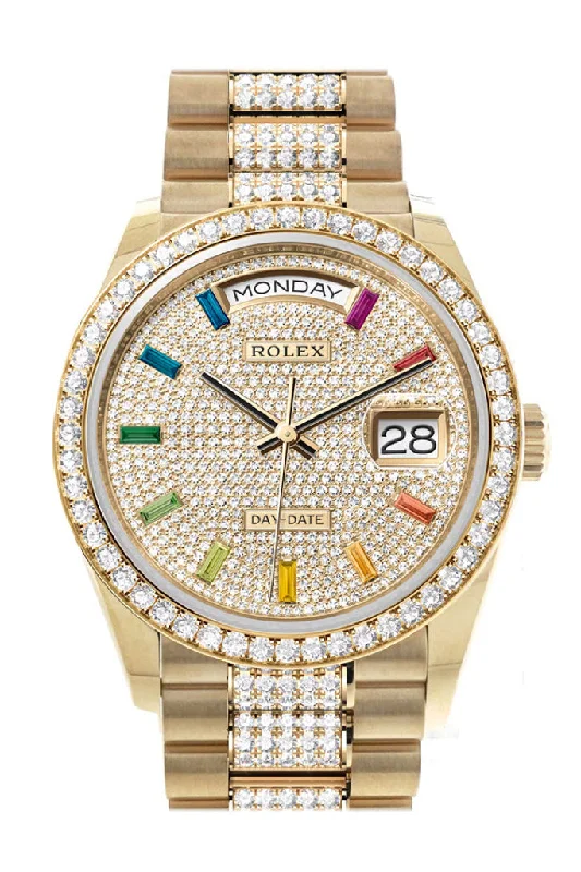 Invest in a Rolex Watch Today –Rolex Day-Date 36 Pave Dial Gold Diamond Bezel Watch 128348RBR-0031 128348RBR