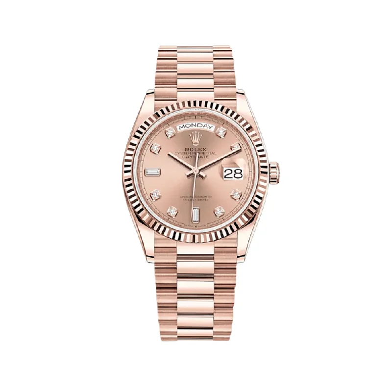 Find Classic Rolex Models with Perfect Design –Rolex Day-Date 128235 Rose Gold Pink Diamond Dial