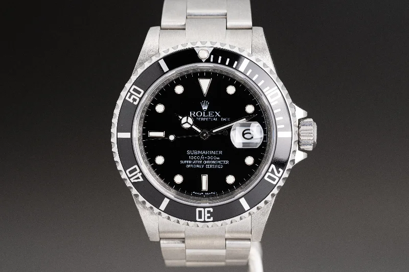 Shop Rolex Watches for Ultimate Style –2008 Unpolished Rolex Sub 16610 Bezel Engraved, Box, Card, Booklet, Hangtags