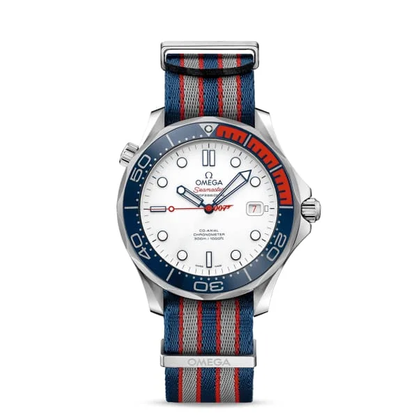 Shop Omega Watches for Ultimate Craftsmanship –Omega Seamaster 41mm Watch - Ref: 212.32.41.20.04.001 - White Index Dial, Blue NATO Strap