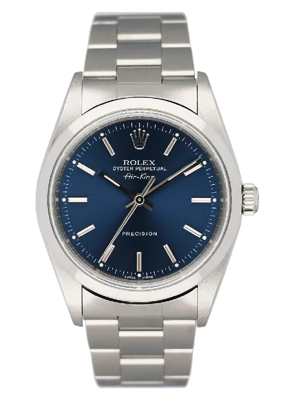 Shop Rolex Watches for Timeless Design and Style –Rolex Air King 14000M Blue Dial Steel Mens Watch Box Papers