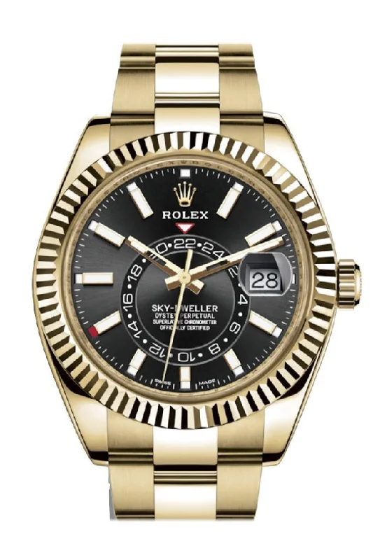 Find the Latest Rolex Models Here –Rolex Sky Dweller Black Dial Gmt 18kt Yellow Gold Men's Watch 326938