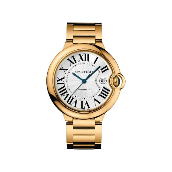 Shop Cartier Watches for Iconic Design –Cartier Ballon Bleu de Cartier 42mm Watch - Ref: W69005Z2 - Silver Roman Dial, 18K Yellow Gold Bracelet