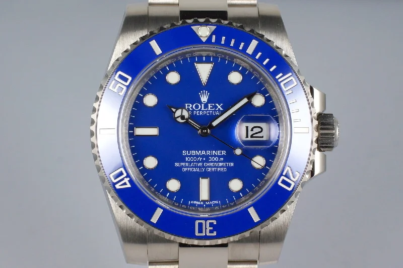 Shop Rolex Watches for Every Occasion –2016 Rolex WG Blue Submariner 116619 with Box and Papers