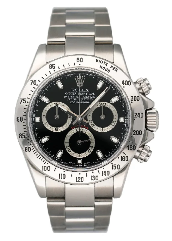 Timeless Rolex Timepieces Available Today –Rolex Daytona 116520 Black Dial Steel Mens Watch Box Papers