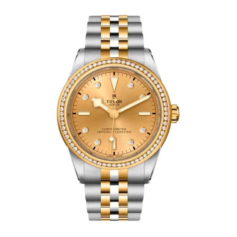 Shop Tudor Watches for Iconic Swiss Designs –Tudor Black Bay 39 S&G | Steel and yellow gold bracelet | Champagne Diamond Dial Diamond Bezel | Men's Watch ref. M79673-0007