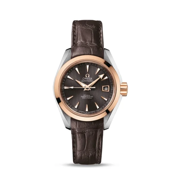 Omega Watches: Swiss Precision and Elegance –Omega Seamaster 30mm Watch - Ref: 231.23.30.20.06.001 - Grey Index Dial & 18K Rose Gold Bezel, Brown Leather Strap