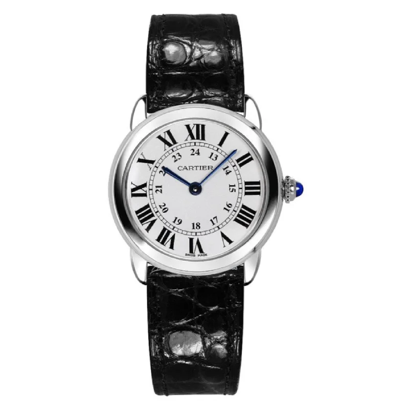 Find Cartier Watches for Sophisticated Tastes –Cartier Ronde Solo de Cartier 29.5mm Women's watch - Ref: W6700155 - Silver Roman & Arabic Dial, Black Leather Strap