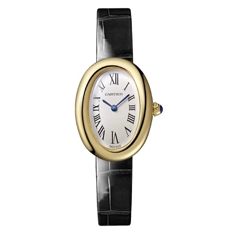 Cartier Watches: Crafted for the Watch Enthusiast –Cartier Baignoire 31mm Women's watch - Ref: WGBA0022 - Silver Roman Dial in 18K Yellow Gold Case, Black Alligator Strap