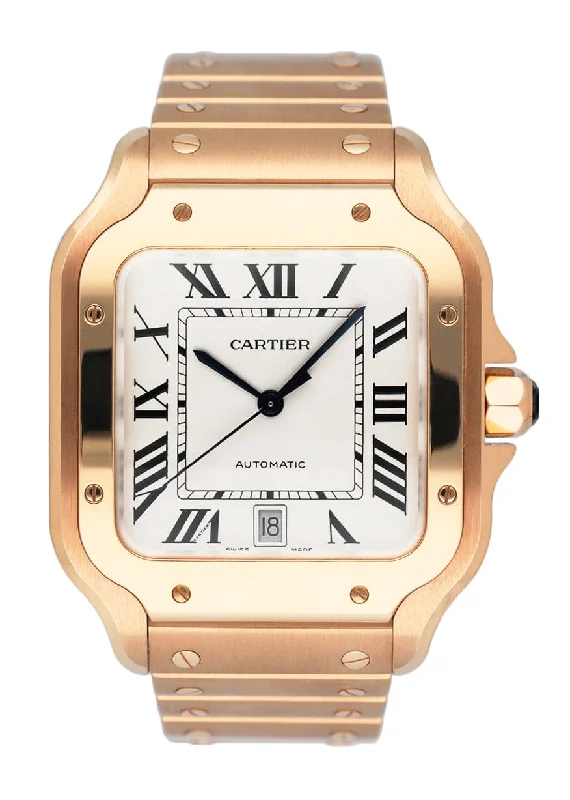 Cartier Watches: A Mark of True Craftsmanship –Cartier Santos WGSA0018 Large Rose Gold Mens Watch Box Papers