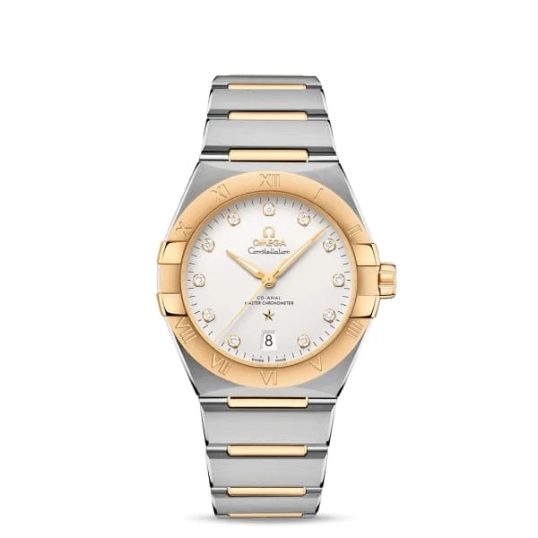 Discover Omega Watches for Investment and Style –Omega Constellation 39mm Watch - Ref: 131.20.39.20.52.002 - Silver Diamond Index Dial & 18K Yellow Gold Bezel, Two Tone Stainless Steel & 18K Yellow Gold Bracelet