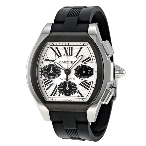 Cartier Watches: A True Symbol of Luxury –Cartier Roadster 50.2mm Watch - Ref: W6206020 - Silver Roman Dial, Black Rubber Strap