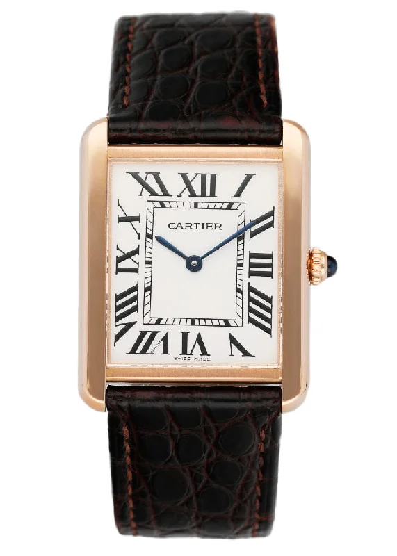 Discover Cartier Watches with Classic Style –Cartier Tank Solo W5200025 18K Rose Gold Mens Watch Box Papers