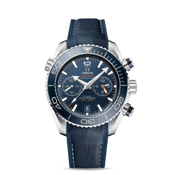 Discover Omega Watches with Swiss Engineering –Omega Seamaster 46mm Watch - Ref: 215.33.46.51.03.001 - Blue Chronograph Index Dial, Blue Leather Strap