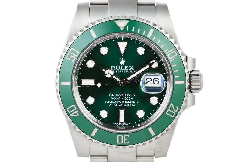 Find Rare Rolex Models Online –2016 Rolex Green Submariner 116610LV with Box and Papers