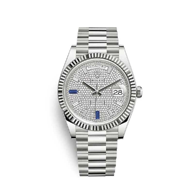 Rolex Watches: Excellence in Design –Rolex Day-Date 228239 White Gold Diamond-Paved Dial