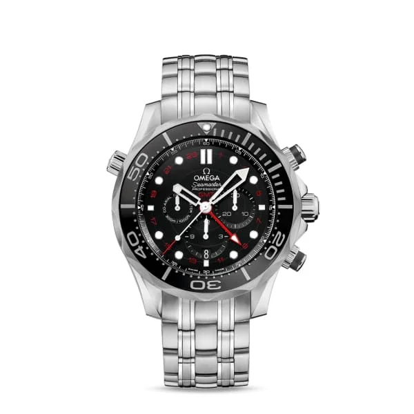 Explore Omega Watches for Modern Luxury –Omega Seamaster 44mm Watch - Ref: 212.30.44.52.01.001 - Black Chronograph Index Dial, Stainless Steel Bracelet