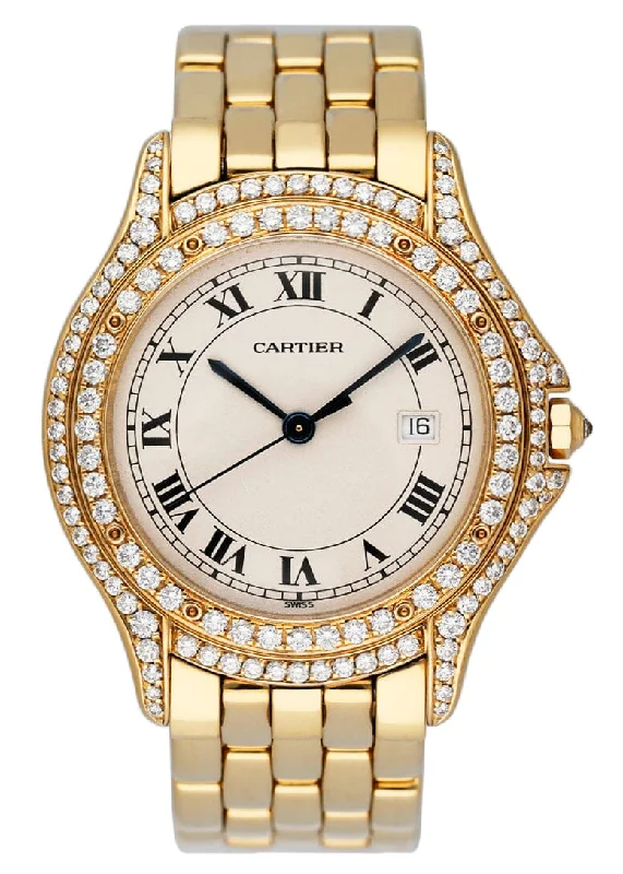 Shop Cartier Watches for Timeless Luxury –Cartier Cougar WF8006B9 Diamond 18K Yellow Gold Watch