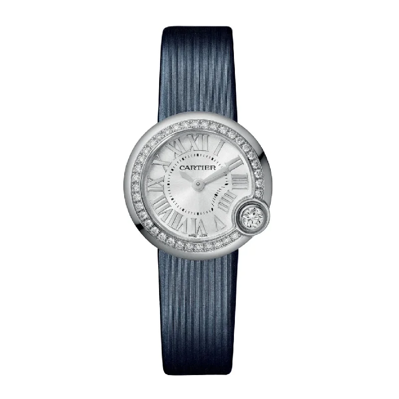 Find Iconic Cartier Watches for Your Collection –Cartier Ballon Blanc de Cartier 26mm Women's watch - Ref: W4BL0002 - White Mother of Pearl Roman  Dial & Diamond Bezel in Stainless Steel Case Blue Leather Strap