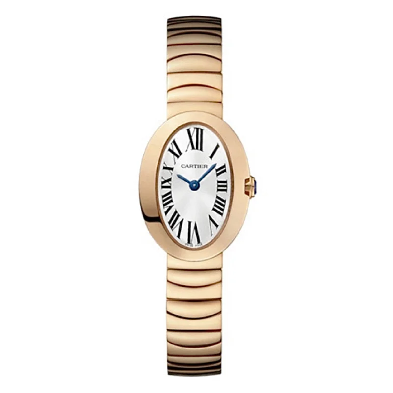 Cartier Watches: Designed for Distinctive Style –Cartier Baignoire 31.6mm Women's watch - Ref: W8000015 - Silver Roman Dial, 18K Rose Gold Bracelet