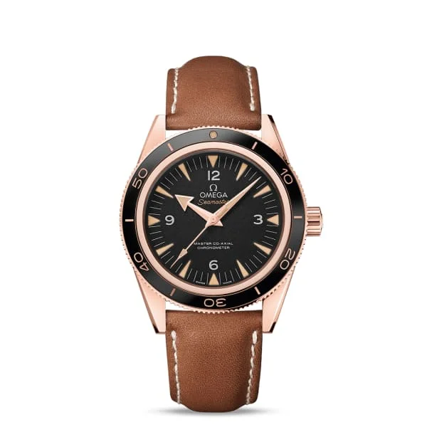 Omega Watches: A True Symbol of Swiss Excellence –Omega Seamaster 41mm Watch - Ref: 233.62.41.21.01.002 - Black Index Dial in 18K Rose Gold Case, Brown Leather Strap