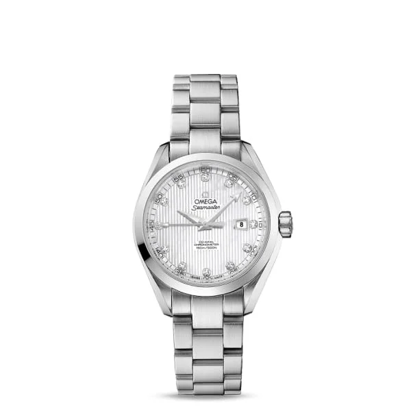 Find Exclusive Omega Watches for Sale –Omega Seamaster 34mm Watch - Ref: 231.10.34.20.55.001 - White Mother of Pearl Diamond Index Dial, Stainless Steel Bracelet