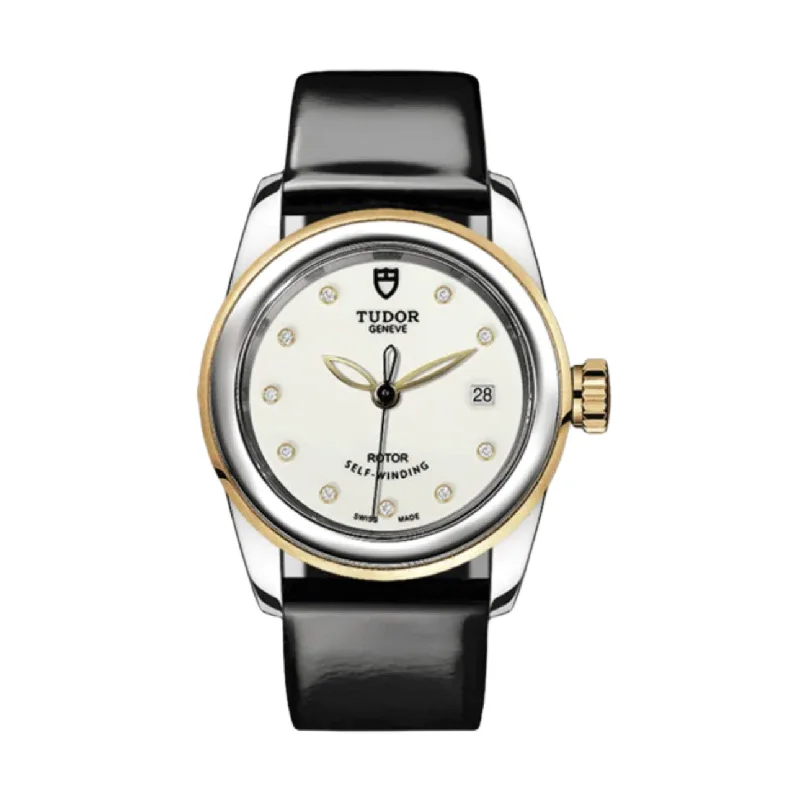 Tudor Watches: Designed for Timeless Elegance –Tudor Glamour Date 26mm | Black patent leather strap | Opaline Diamond dial | Ladies Watch M51003-0028