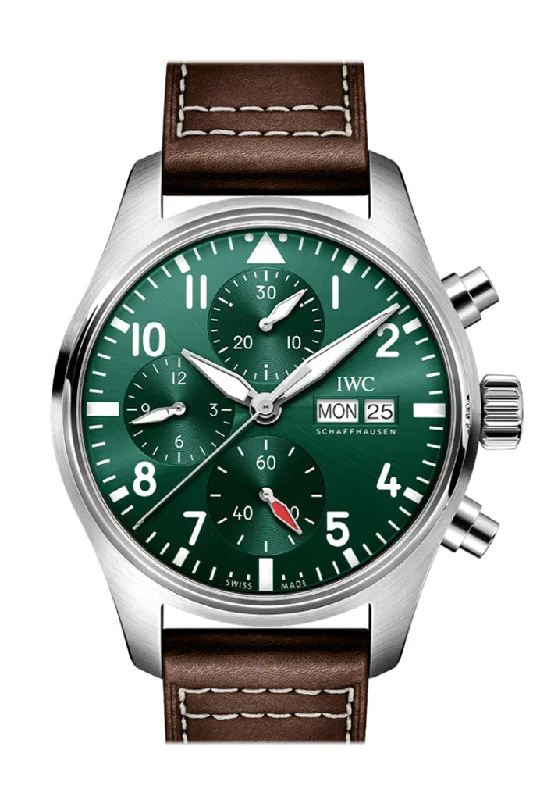 Shop IWC Watches for Unique Designs –IWC Pilot Chronogragh Green Dial Watch IW388103